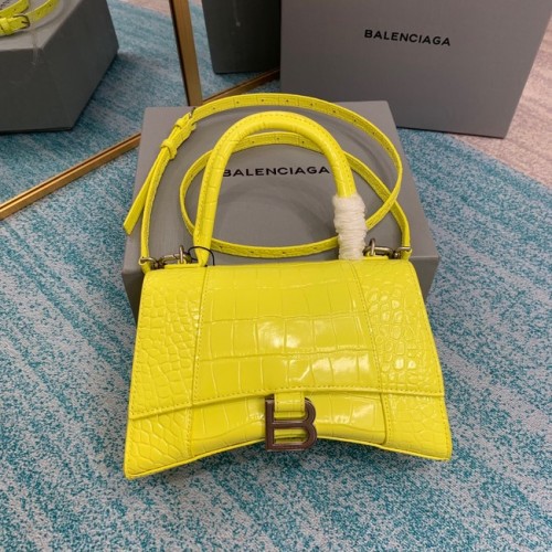 Balenciaga HOURGLASS SMALL TOP HANDLE BAG Kalbsleder mit Krokoprägung B108895C gelb
