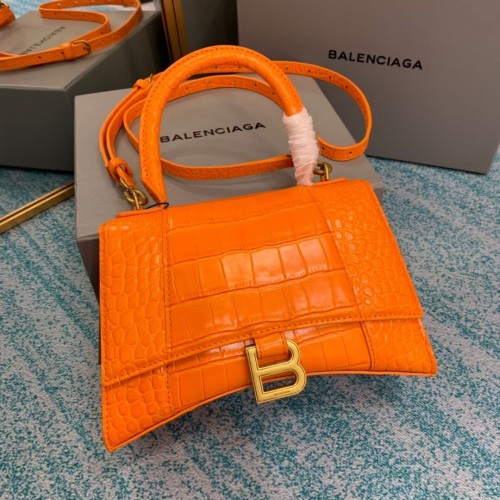 Balenciaga HOURGLASS SMALL TOP HANDLE BAG Kalbsleder mit Krokoprägung B108895E orange