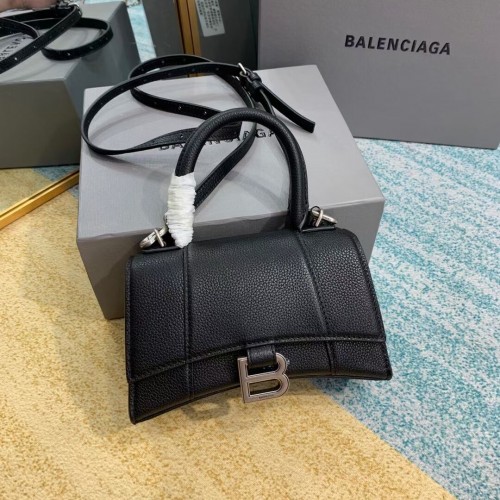 Balenciaga HOURGLASS XS TOP HANDLE BAG Genarbtes Kalbsleder B108896 schwarz