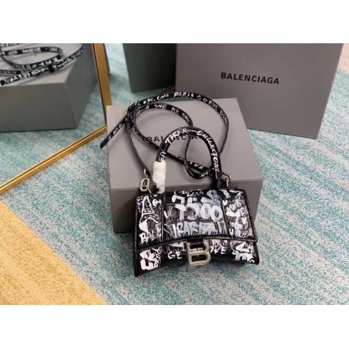 Balenciaga Hourglass XS Henkeltasche 28331S Schwarz Weiß
