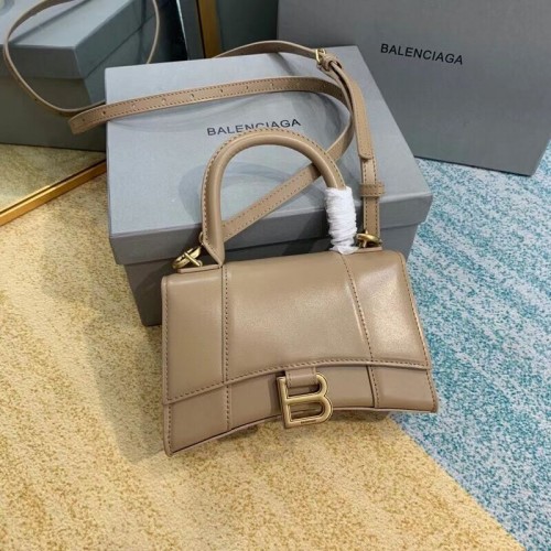 Balenciaga Hourglass XS Top Handle Bag glänzendes Kalbsleder 28331 apricot