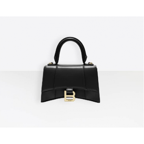 Balenciaga Hourglass XS Top Handle Bag glänzendes Kalbsleder 28331 schwarz