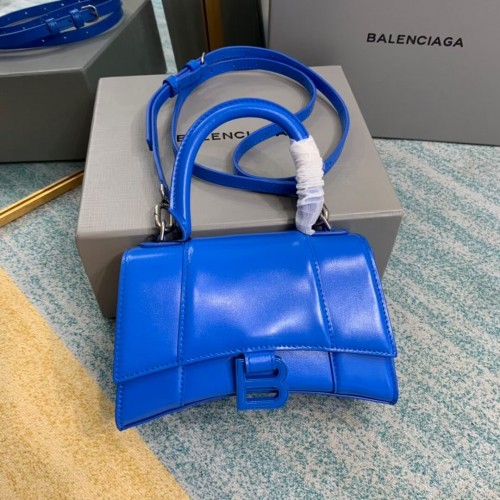 Balenciaga Hourglass XS Top Handle Bag glänzendes Kalbsleder 28331 blau