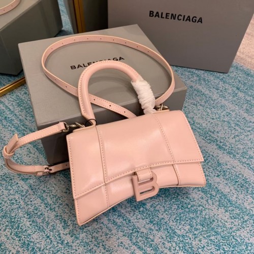 Balenciaga Hourglass XS Top Handle Bag glänzendes Kalbsleder 28331 LIGHT ROSE