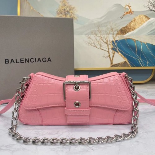 Balenciaga LINDSAY KROKODIL GEPRÄGTE SCHULTERTASCHE MIT RIEMEN 6088 rosa