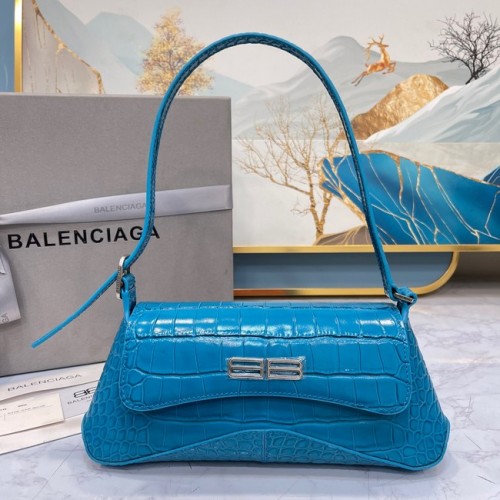 Balenciaga KLEINE SCHULTERTASCHE MIT KROKODILPRÄGUNG LINDSAY MIT RIEMEN 6009 blau