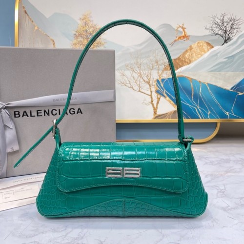 Balenciaga KLEINE SCHULTERTASCHE MIT KROKODILPRÄGUNG LINDSAY MIT RIEMEN 6009 grün