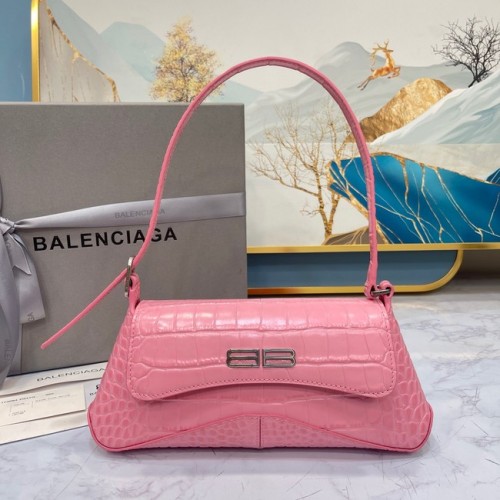 Balenciaga KLEINE SCHULTERTASCHE MIT KROKODILPRÄGUNG LINDSAY MIT RIEMEN 6009 Rosa