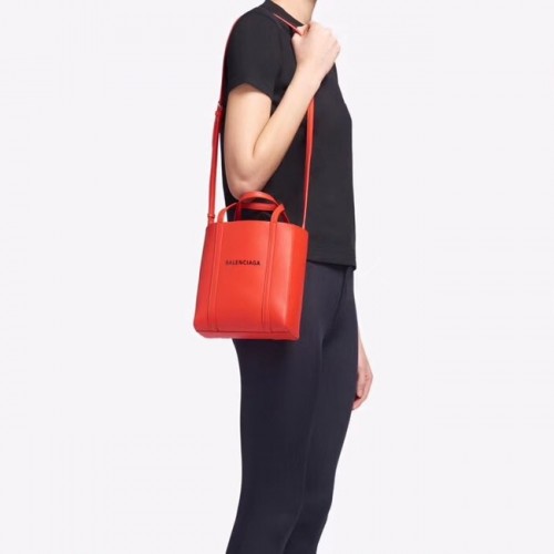 Balenciaga Original Leder Mini Shopper Tasche 6696 Rot