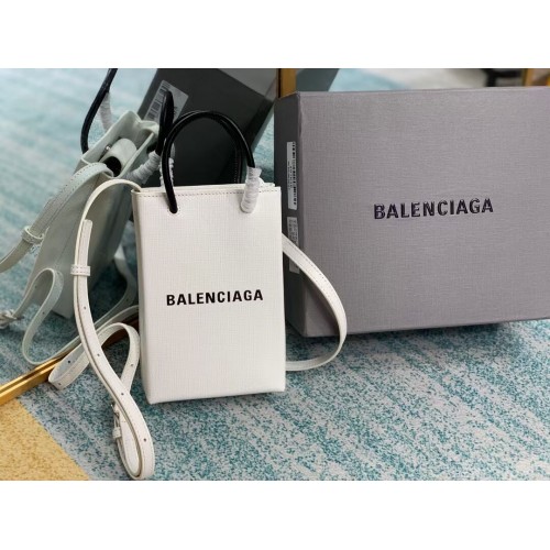 Balenciaga Original Leather Mini Shopper Bag B152865 weiß&schwarz