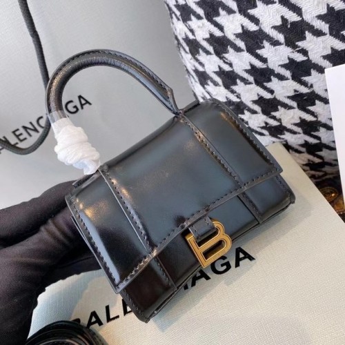 Balenciaga HOURGLASS MINI TOP HANDLE DAMENTASCHE glänzendes Kalbsleder M8000 schwarz