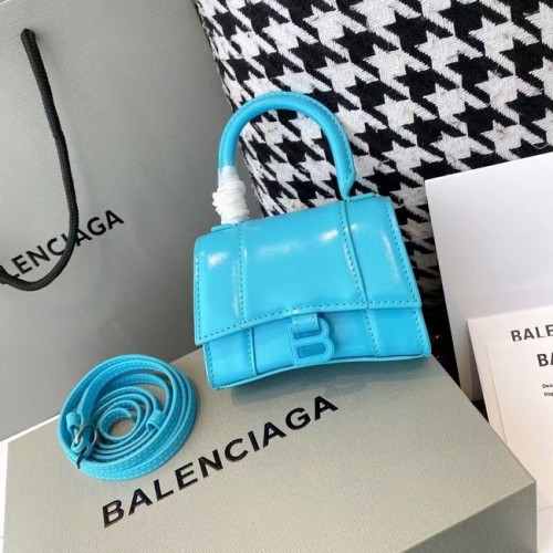Balenciaga HOURGLASS MINI TOP HANDLE DAMENTASCHE glänzendes Kalbsleder M8000 blau