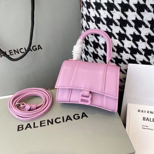 Balenciaga HOURGLASS MINI TOP HANDLE DAMENTASCHE glänzendes Kalbsleder M8000 pink