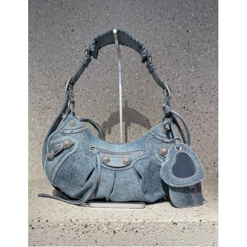 Balenciaga DAMEN LE CAGOLE MITTLERE SCHULTERTASCHE 27541 Denim