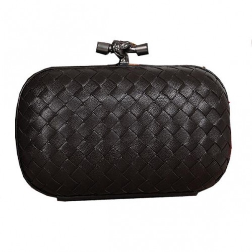 Bottega Veneta Intrecciato Schaffell Impero Ayers Knot Clutch 11308 Schwarz