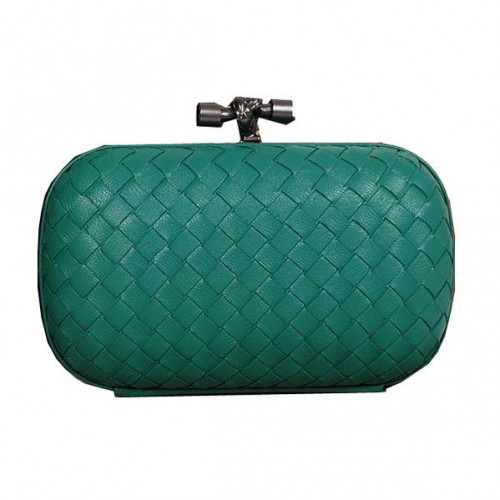 Bottega Veneta Intrecciato Schaffell Impero Ayers Knot Clutch 11308 Grün