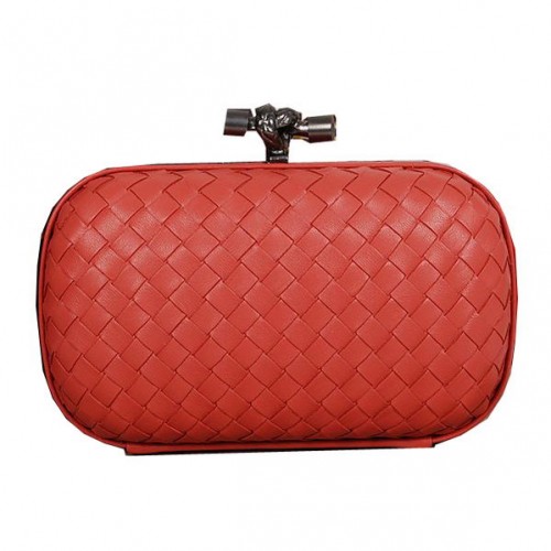 Bottega Veneta Intrecciato Schaffell Impero Ayers Knot Clutch 11308 Hellrot