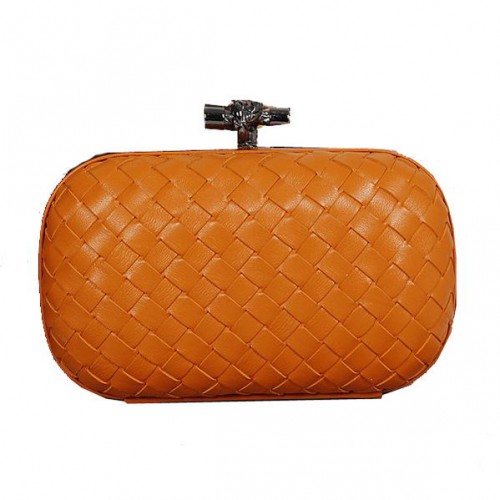 Bottega Veneta Intrecciato Schaffell Impero Ayers Knot Clutch 11308 Orange