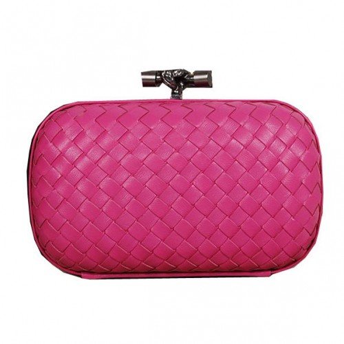 Bottega Veneta Intrecciato Schaffell Impero Ayers Knot Clutch 11308 Rose