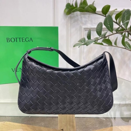 Bottega Veneta Schultertasche aus Intreccio-Leder 690226 schwarz