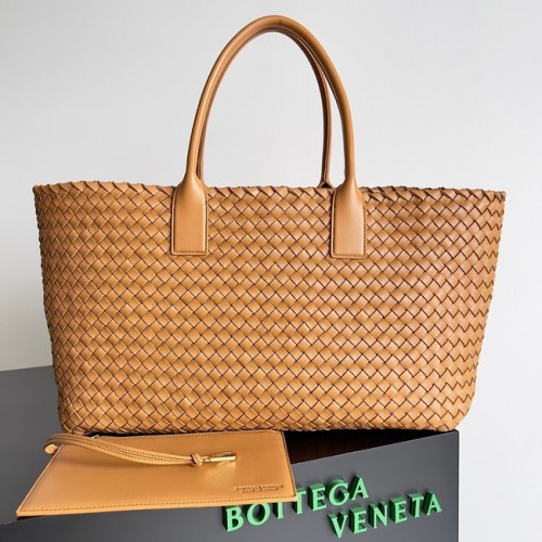 Bottega Veneta Große Tragetasche aus Intreccio-Leder 608811 Karamell