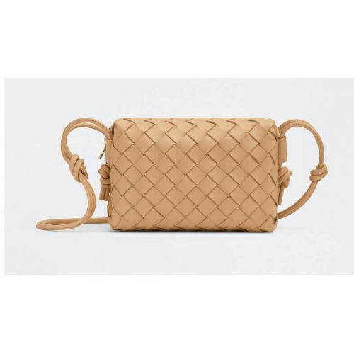 Bottega Veneta Mini Umhängetasche aus Intrecciato-Leder 680254 Almond
