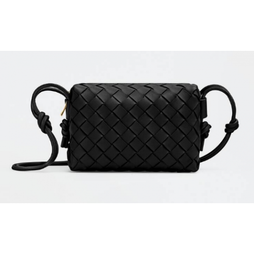 Bottega Veneta Mini Umhängetasche aus Intrecciato-Leder 680254 schwarz