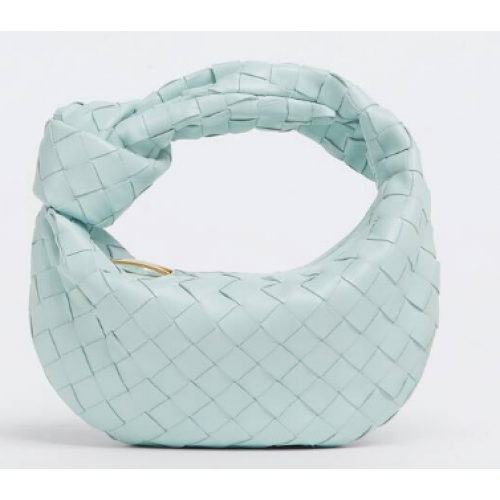 Bottega Veneta Mini Tasche aus geflochtenem Leder mit Henkel 651876 Teal Washed