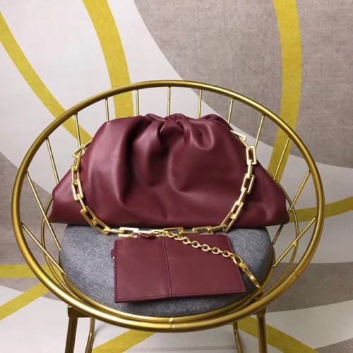 Bottega Veneta Nappa Lammleder weiche breite große Umhängetasche 585853 Burgund