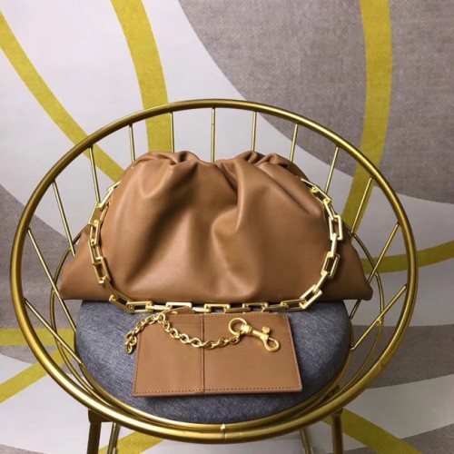 Bottega Veneta Nappa Lammleder weiche breite große Umhängetasche 585853 braun