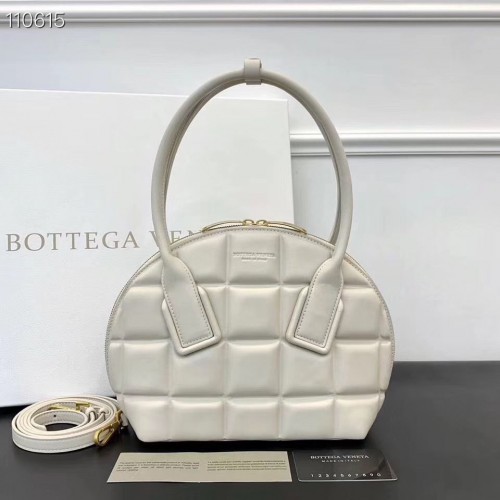 Bottega Veneta Original gewebte quadratische Shell-Tasche aus Leder BV67130 Weiß