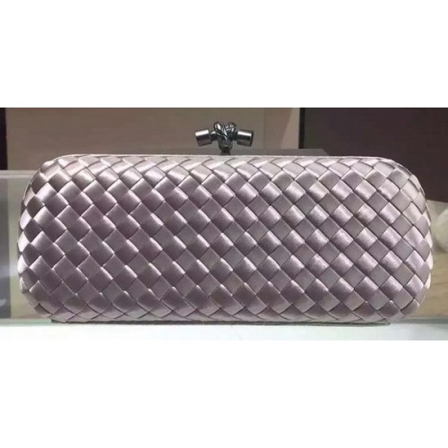 Bottega Veneta STRETCH Knot Schaffell-Leder-Clutch BV8651 Silber