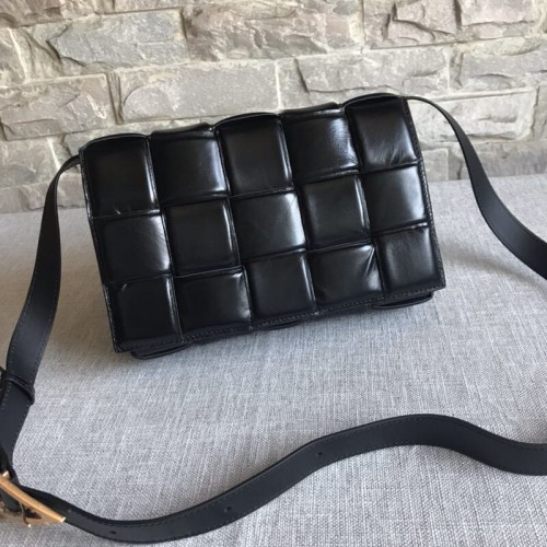Bottega Veneta Schaffell Weberei Original Leder BV3996 Schwarz