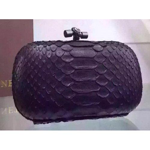 Bottega Veneta Snake Leather Knot Clutch BV8653 Schwarz