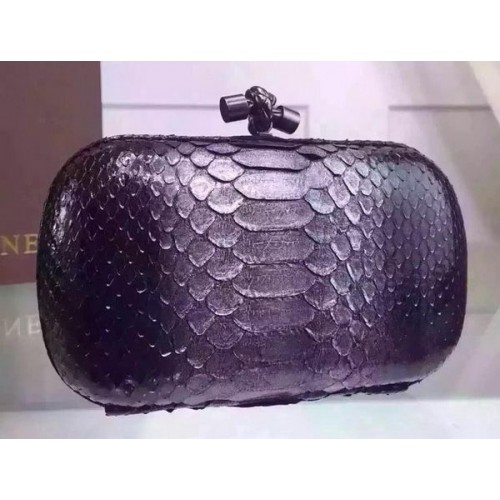 Bottega Veneta Snake Leather Knot Clutch BV8653 Silber