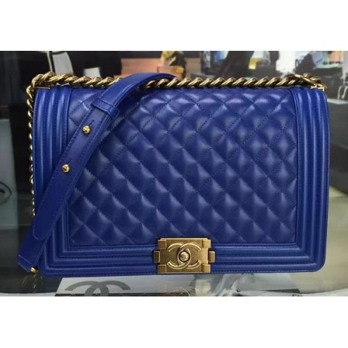 Junge Chanel Flap Bag Blau Original Schafsleder A67088 Gold