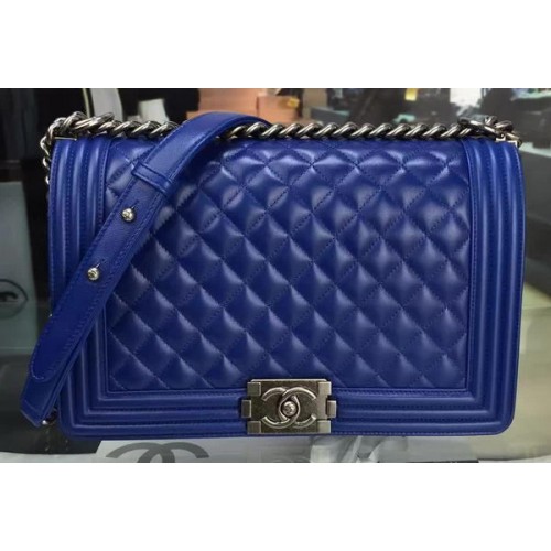 Junge Chanel Flap Bag Blau Original Schafsleder A67088 Silber