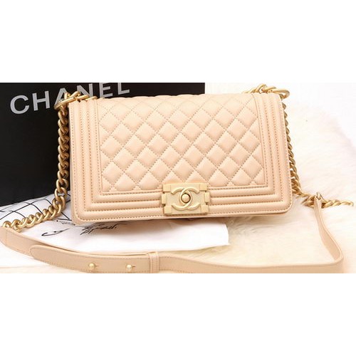 Junge Chanel Flap Bag Original Apricot Pearl Schaffell Leder A67086 Gold