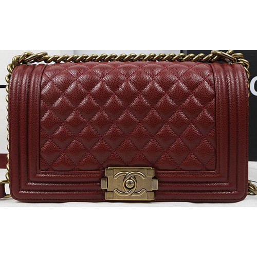 Junge Chanel Flap Bag Original Burgund Cannage Muster A67025 Gold