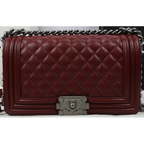Junge Chanel Flap Bag Original Burgund Cannage Muster A67025 Silber