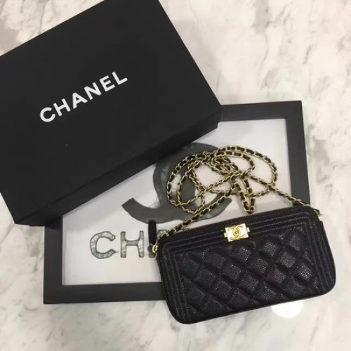 Junge Chanel Flap Bag Original Cannage Muster CHA3369 Schwarz