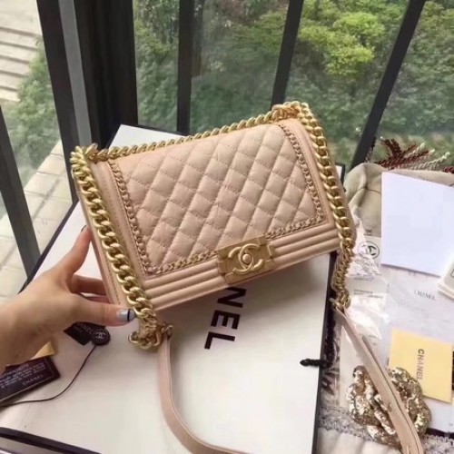 Junge Chanel Flap Bag Original Leder B67086 Apricot