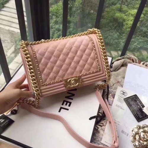 Junge Chanel Flap Bag Original Leder B67086 Pink