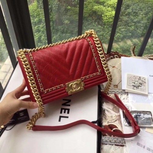 Junge Chanel Flap Bag Original Leder B67086 Rot