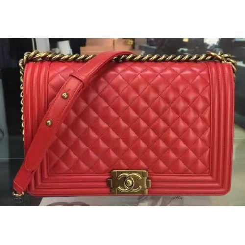 Junge Chanel Flap Bag Rot Original Schafsleder A67088 Gold