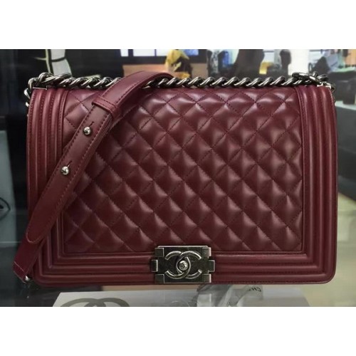 Junge Chanel Flap Bag Wein Original Schafsleder A67088 Silber