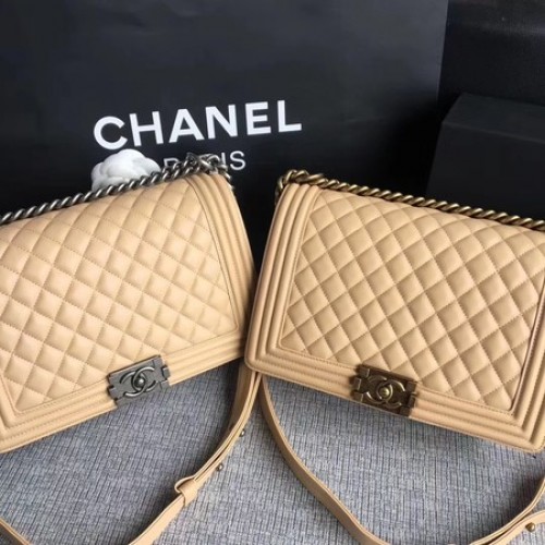 Boy Chanel Flap Bags Original Schafsleder A67088 Apricot