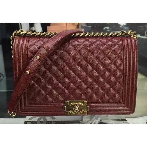 Junge Chanel Klappentaschen Original Wein Cannage Muster A67088 Gold