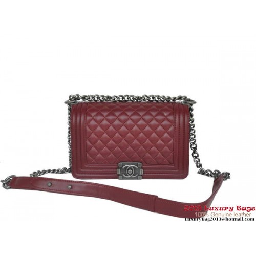 Boy Chanel Flap Umhängetasche A67086 Schaffell Bordeaux