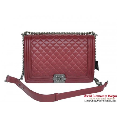 Boy Chanel Flap Umhängetasche A67087 Schaffell Bordeaux